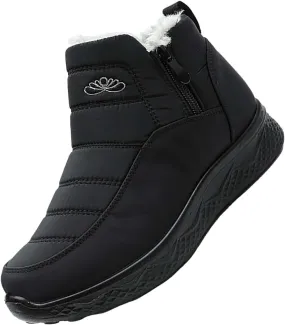 Plush Lined Winter Boots for Women Non Slip Ankle Boots for Women Low Heel Snow Boots Hiking Boots