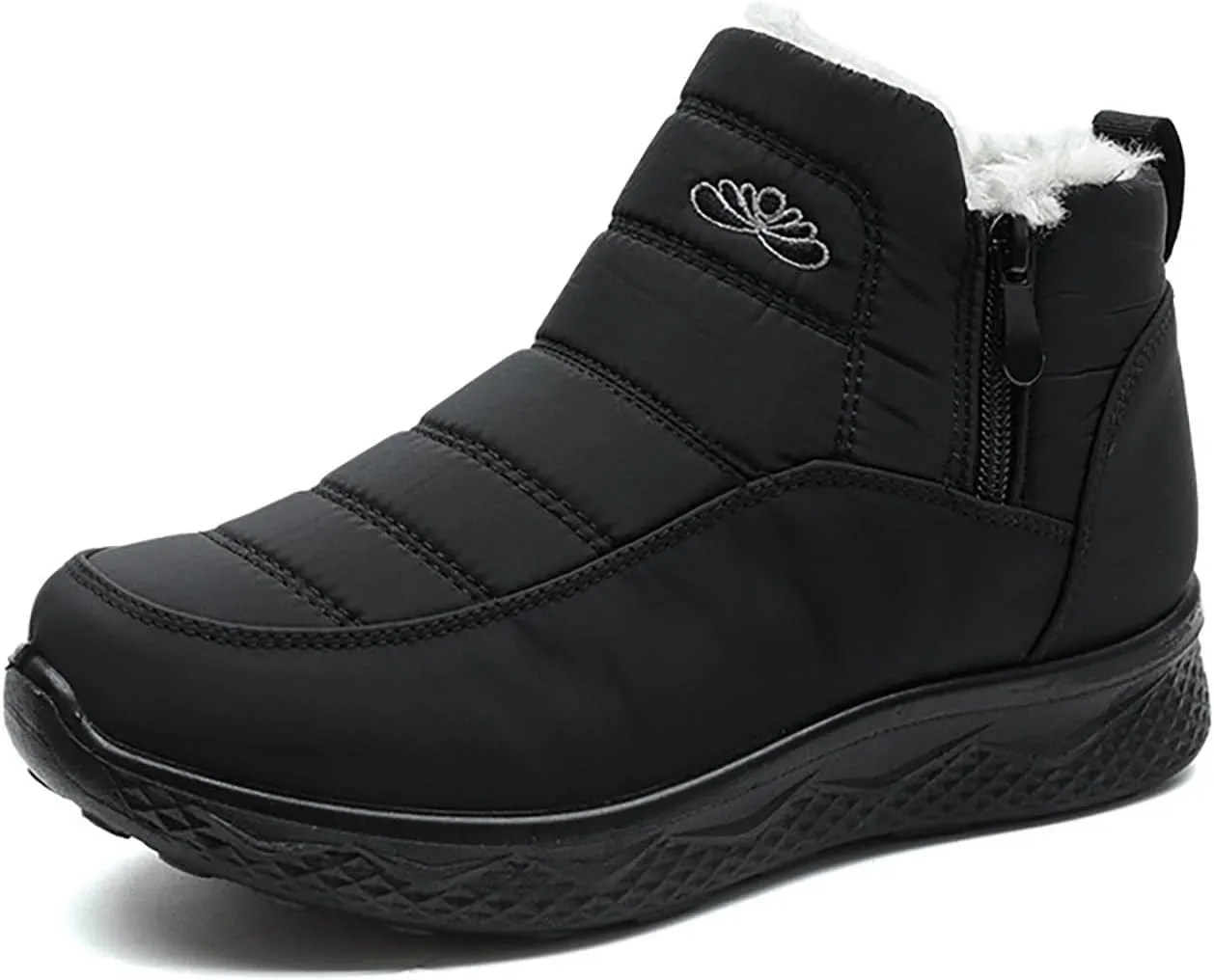 Plush Lined Winter Boots for Women Non Slip Ankle Boots for Women Low Heel Snow Boots Hiking Boots
