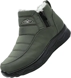 Plush Lined Winter Boots for Women Non Slip Ankle Boots for Women Low Heel Snow Boots Hiking Boots
