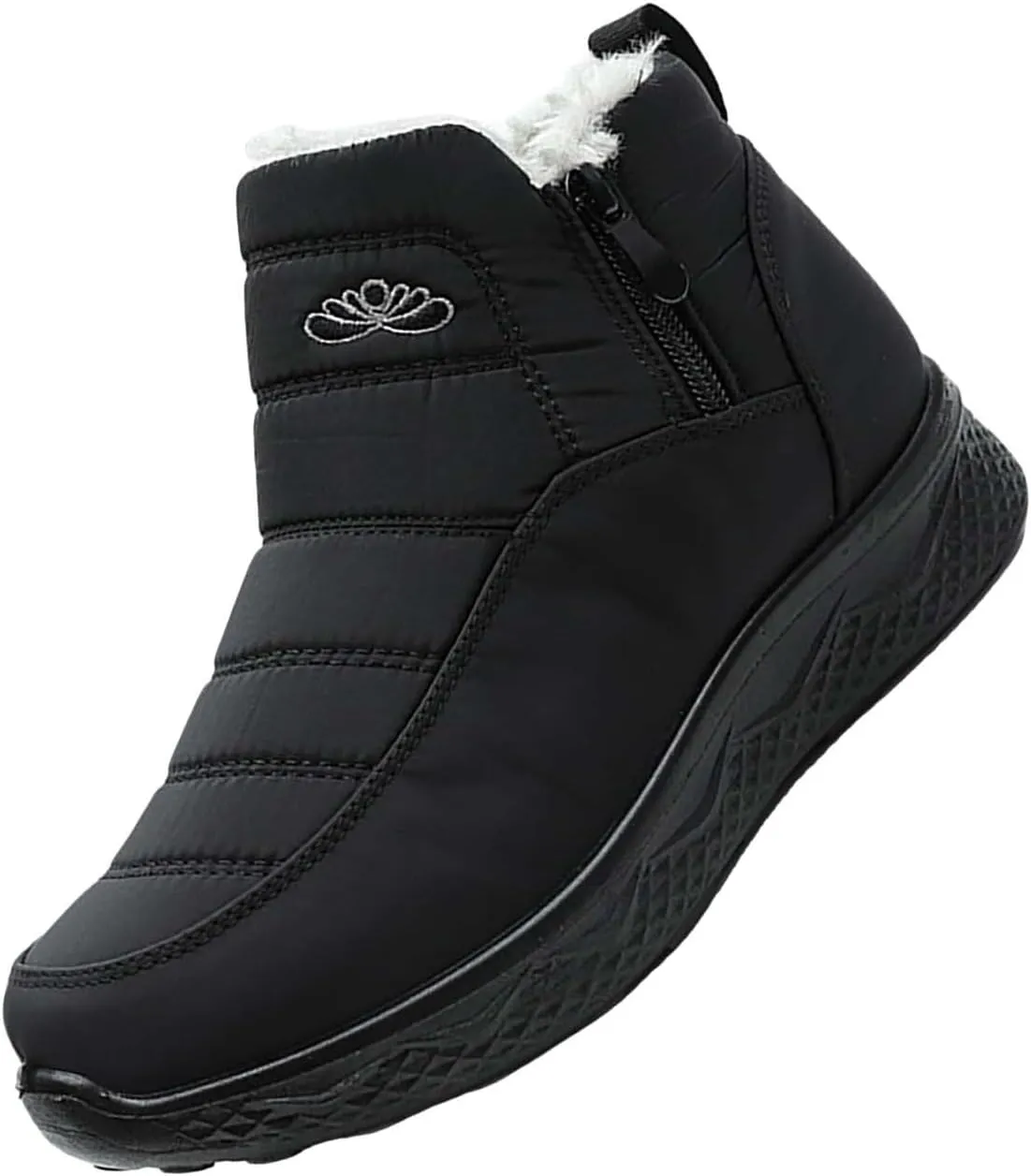 Plush Lined Winter Boots for Women Non Slip Ankle Boots for Women Low Heel Snow Boots Hiking Boots