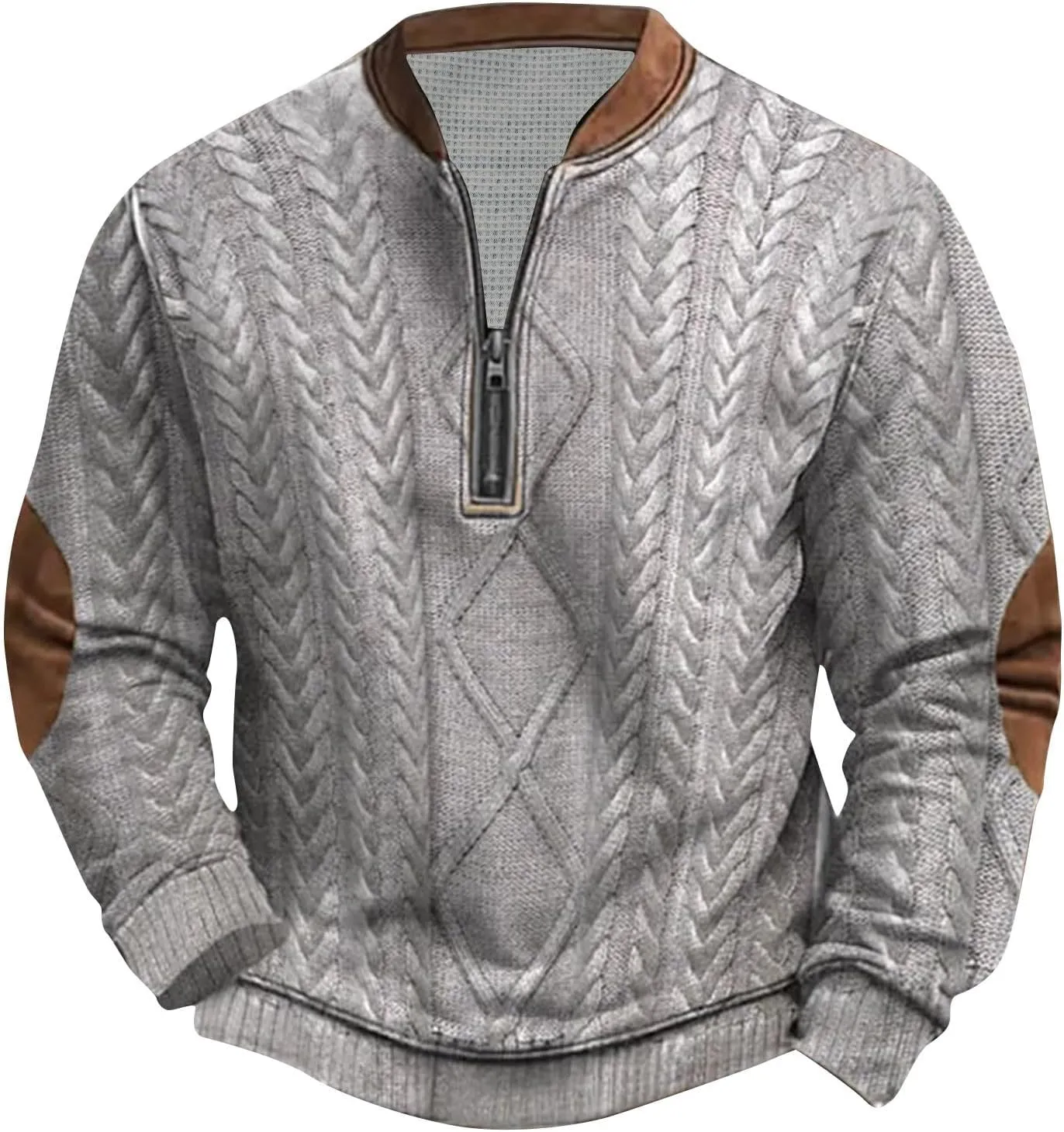 Quarter Zip Pullover Mens Sweatshirt Casual Long Sleeve Stand Collar Sweatshirts Polyester S-5Xl