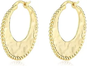 RAFER. Hoop Earrings for Women, 925 Sterling silver Earrings, Handmade 18K Gold Plated round Earrings
