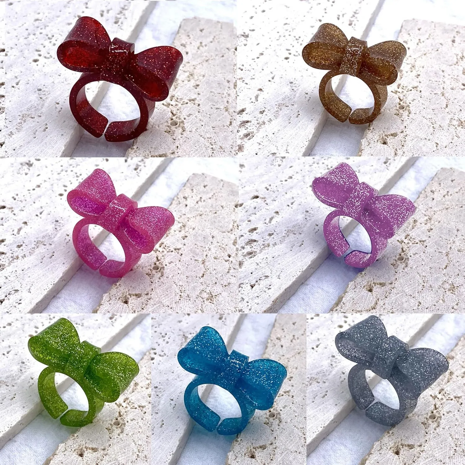 Resin Rings Dumpy Acrylic Rings Knot Rings Aesthetic Trendy Colorful Open Rings Statement Jewelry Rings for Women