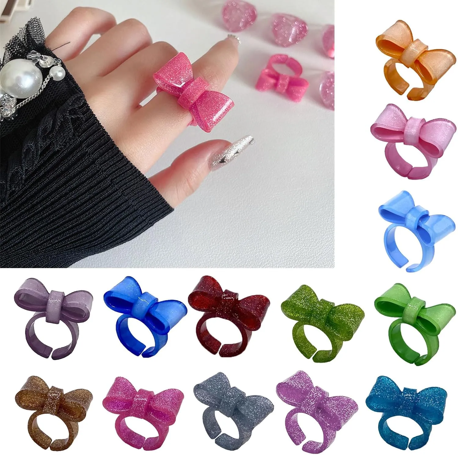Resin Rings Dumpy Acrylic Rings Knot Rings Aesthetic Trendy Colorful Open Rings Statement Jewelry Rings for Women