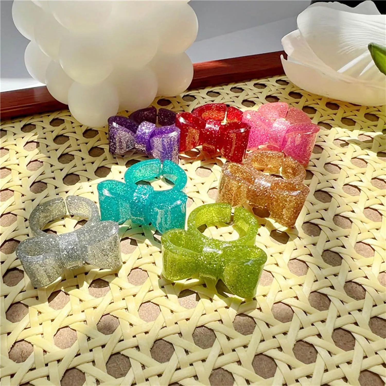 Resin Rings Dumpy Acrylic Rings Knot Rings Aesthetic Trendy Colorful Open Rings Statement Jewelry Rings for Women