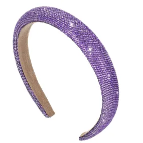 Rhinestone Headband Glitter Wide Headband Purple Cute Hairbands Sparkly Head Band for Women Girls Elegant Hair Styling Accessories for Bridal Wedding