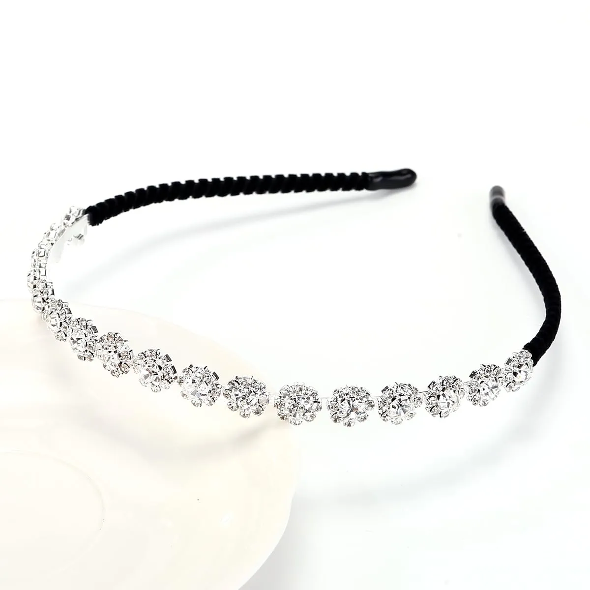 Rhinestone Headband, Simple Design Shiny Wedding Hairband, Bride & Bridesmaid Party Hair Accessories for Women & Girls (Style B, One Size)