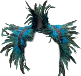 SEADEAR Feather Shrug Cape Women, Feather Cloak Fluffy Feather Cape Gothic Shawl Shrug for Halloween Maleficent Costumes