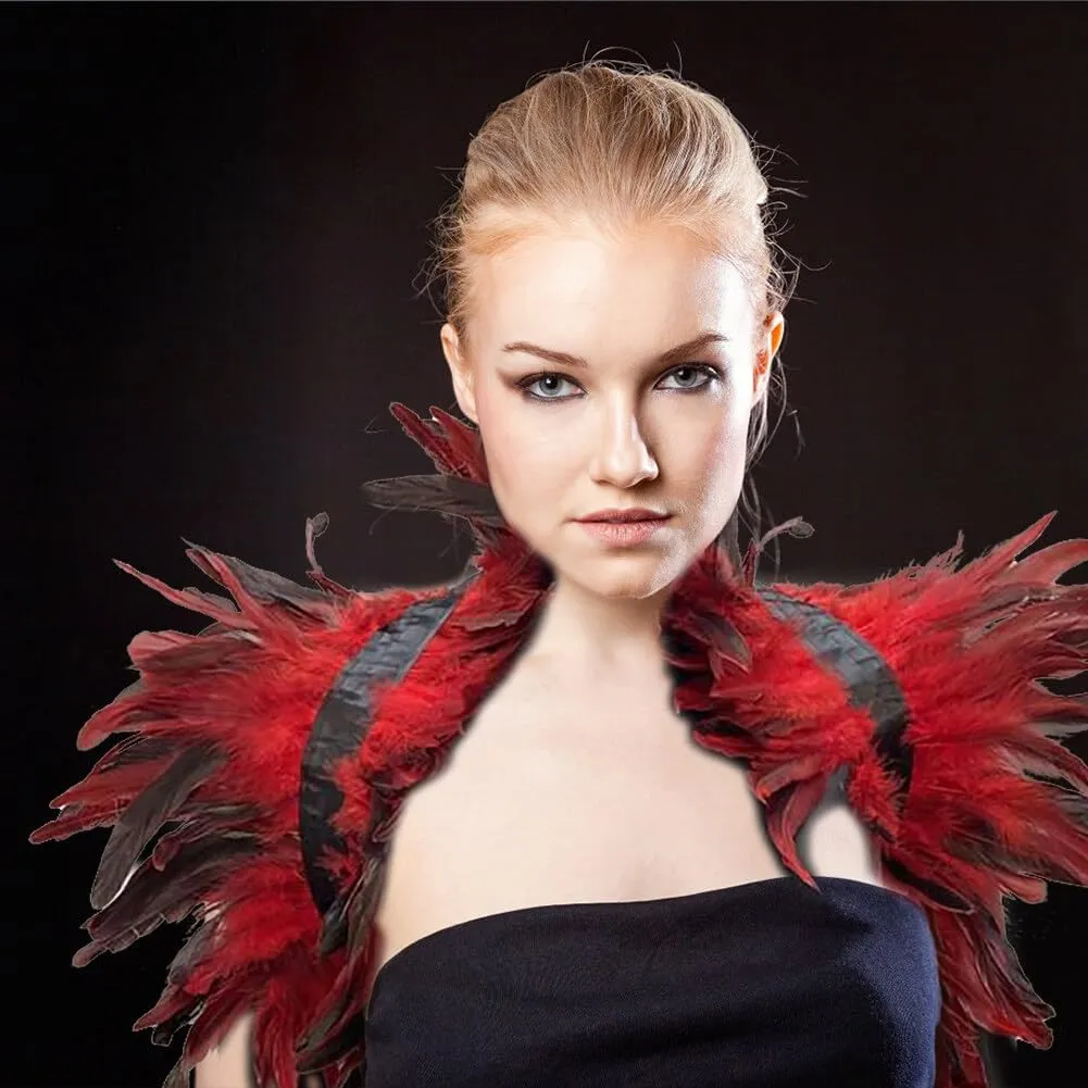 SEADEAR Feather Shrug Cape Women, Feather Cloak Fluffy Feather Cape Gothic Shawl Shrug for Halloween Maleficent Costumes