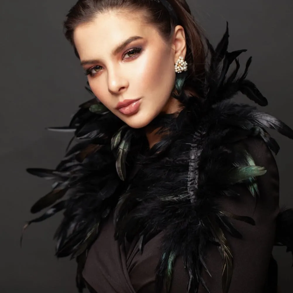 SEADEAR Feather Shrug Cape Women, Feather Cloak Fluffy Feather Cape Gothic Shawl Shrug for Halloween Maleficent Costumes