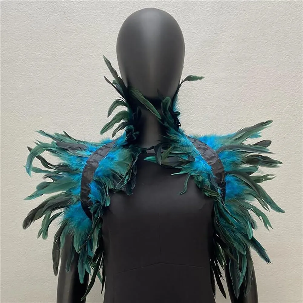 SEADEAR Feather Shrug Cape Women, Feather Cloak Fluffy Feather Cape Gothic Shawl Shrug for Halloween Maleficent Costumes