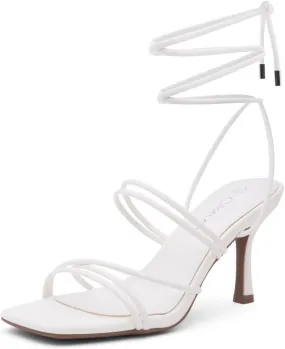 Shoe Land SL-Lumi Women's Lace-Up Heels, Square Open Toe Strappy Heeled Sandals, Ankle Wrap Tie-Up High Heels, Dressy Stiletto Heels for Prom, Wedding, and Party