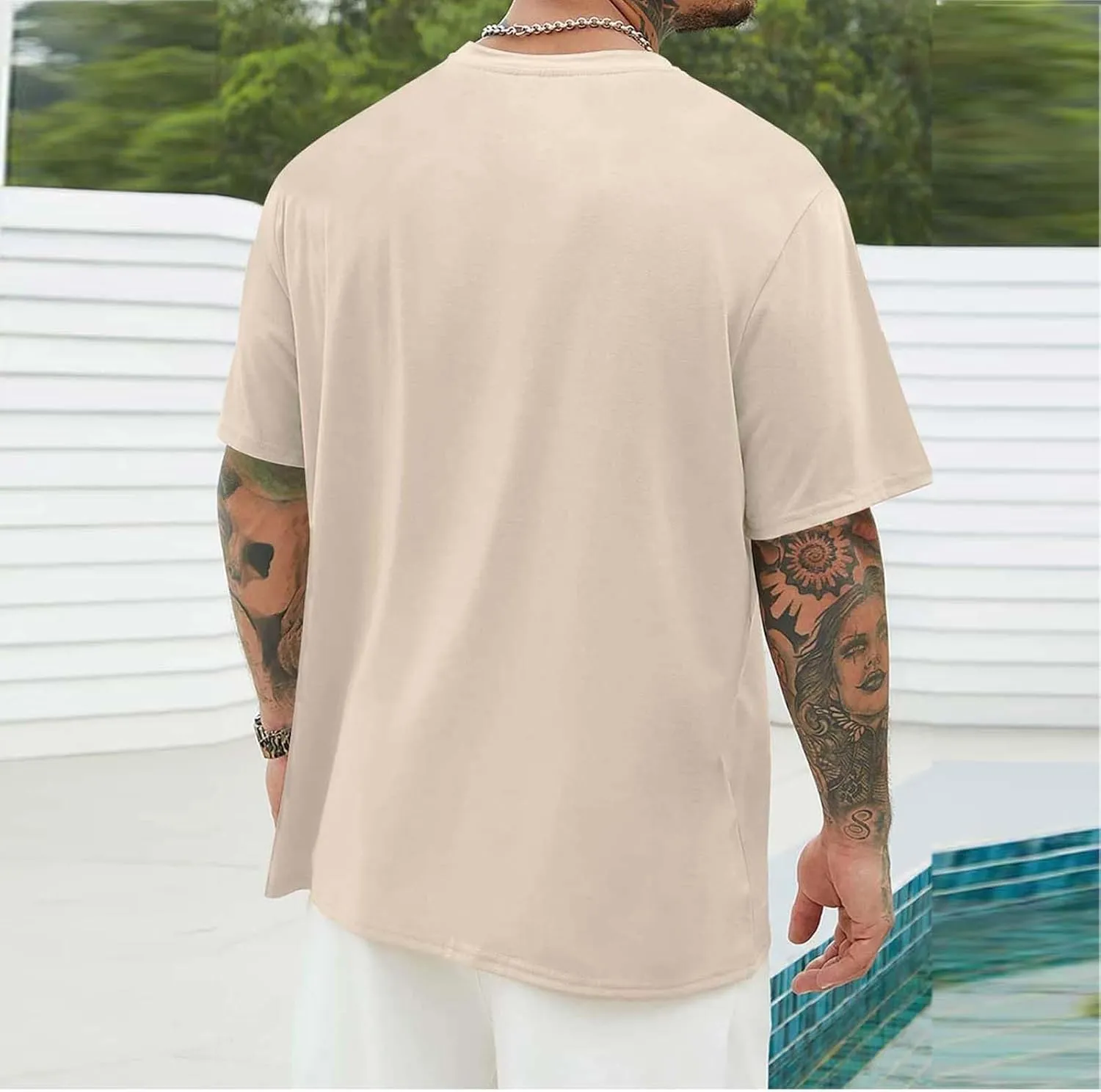 Short Sleeve Summer Oversized Beach Tshirt Men Baggy Casual Basic Tees Lightweight Outdoor Athletic Jogger Beach Tops