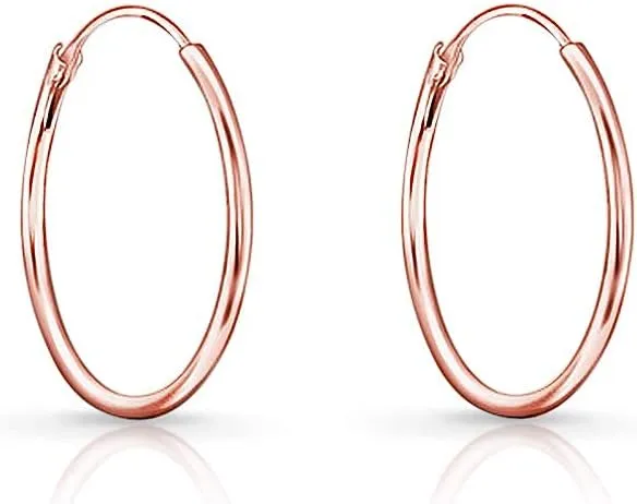 Silver Hoop Earrings Rose Gold Plated 18K - Rose Gold Hoop Earrings - Gold Plated Earrings - Gold Hoops - Small Hoop Earrings - Large Hoop Earrings - Hypoallergenic Hoop - Huggie Hoop - Sleeper Hoop