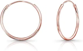 Silver Hoop Earrings Rose Gold Plated 18K - Rose Gold Hoop Earrings - Gold Plated Earrings - Gold Hoops - Small Hoop Earrings - Large Hoop Earrings - Hypoallergenic Hoop - Huggie Hoop - Sleeper Hoop