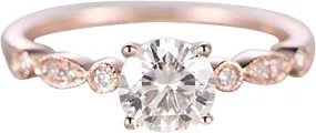Simulated Diamond Engagement Ring,925 Sterling Silver Cubic Zirconia Wedding Bands for Her Anniversary Promise Rose Gold Ring