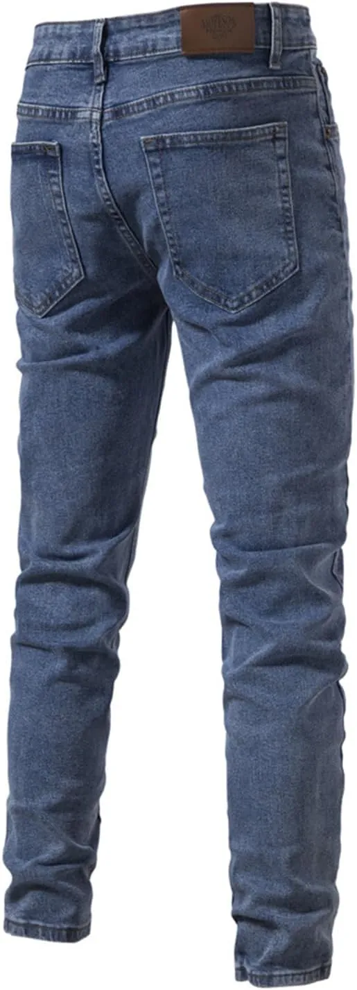 Skinny Jeans for Men Slim Fit Wash Stretch Denims Pants Fashion Casual Elastic Straight Trousers