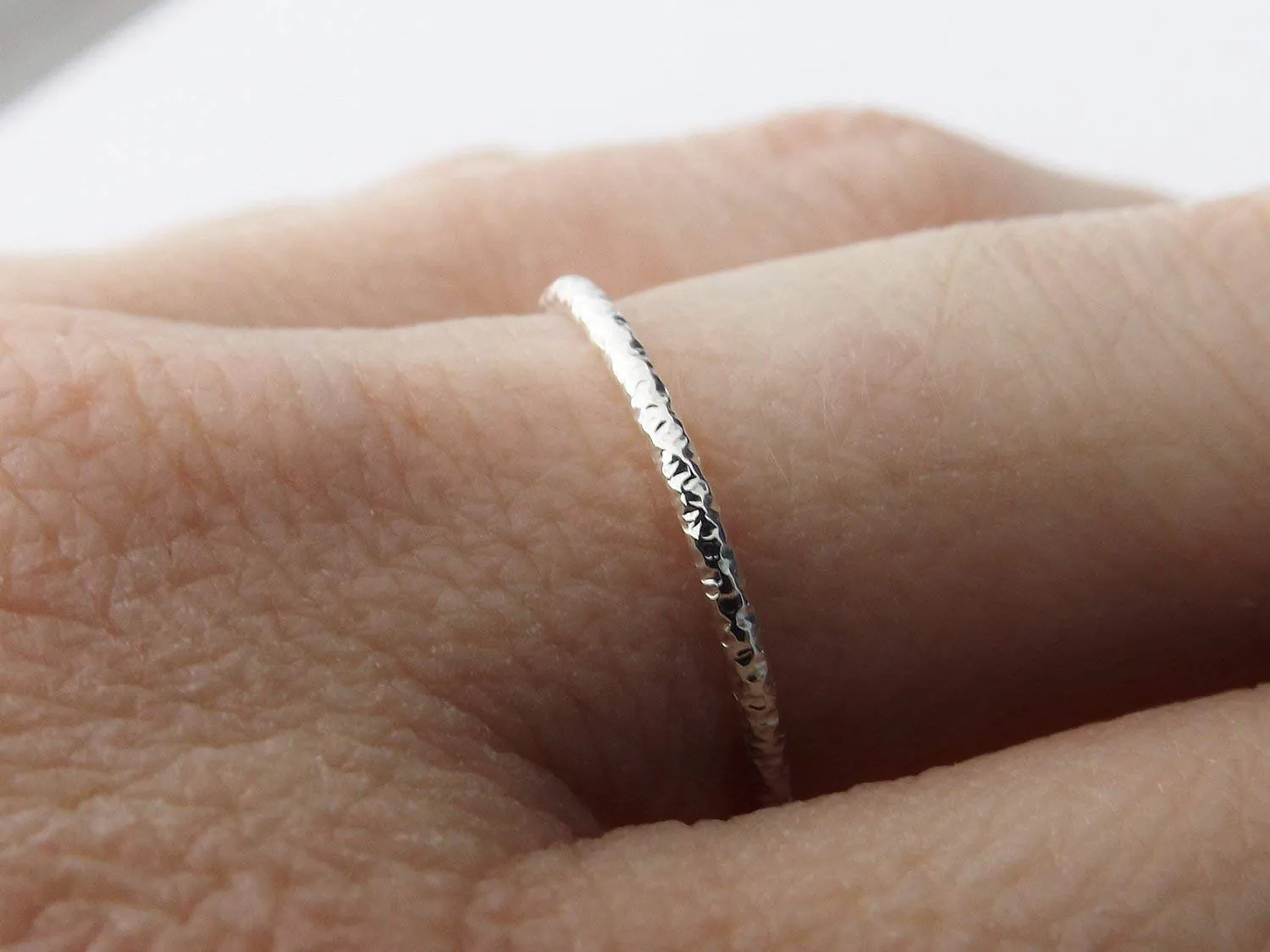 Slim Faceted Stacking Ring, Knuckle or Thumb Rings, Textured Rings, Stacking Rings, Knuckle Rings, Faceted Rings, Textured Rings, Unique