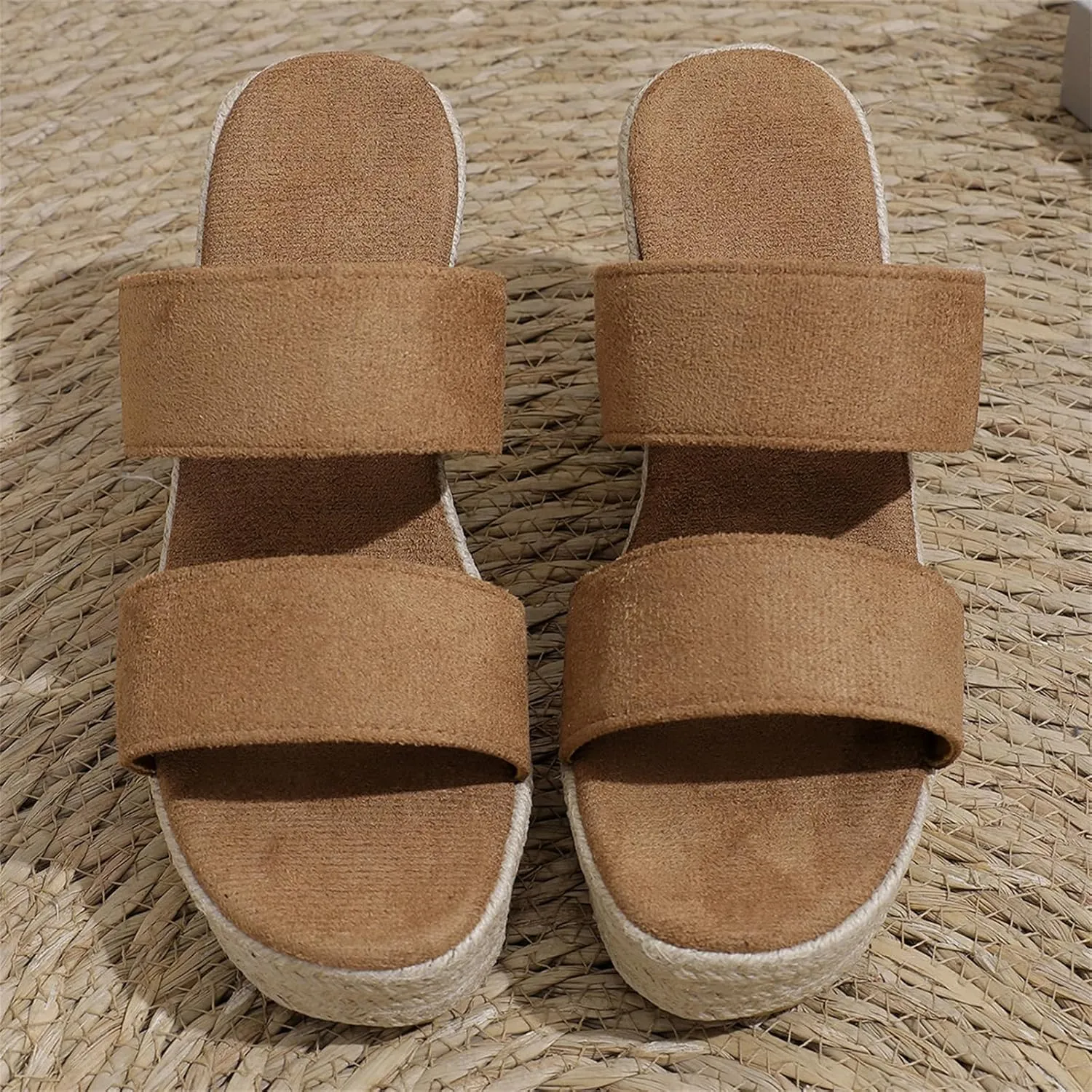 Smoneyful Womens Sunrise Espadrilles Sandals Wrapped Wedge Heel Padded Footbed Strappy Ankle Strap Buckle Open Toe Platform Dressy Summer Wedge Sandals