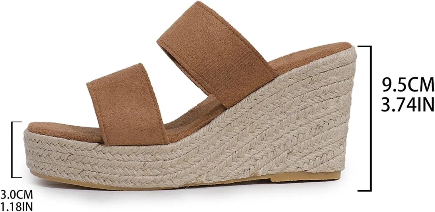 Smoneyful Womens Sunrise Espadrilles Sandals Wrapped Wedge Heel Padded Footbed Strappy Ankle Strap Buckle Open Toe Platform Dressy Summer Wedge Sandals