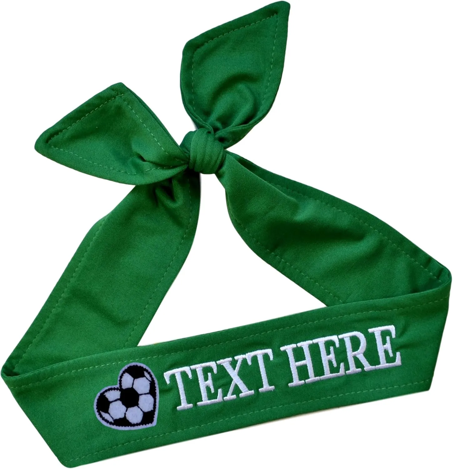 Soccer Headband Moisture Wicking TIE Back Personalized with Embroidered Heart and Custom Name