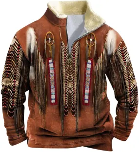 Sport Costume Blouse Flannel Jackets Men Heavyweight Coat Casual Print Western Jacket Sweatshirts Casual Warm