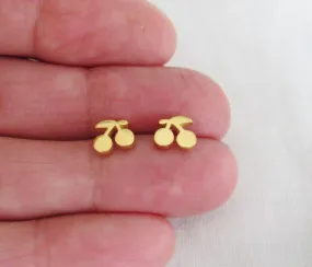 Stainless steel 7mm gold plated Cherries stud earrings. Jewelry Earrings for Women #3298FE531