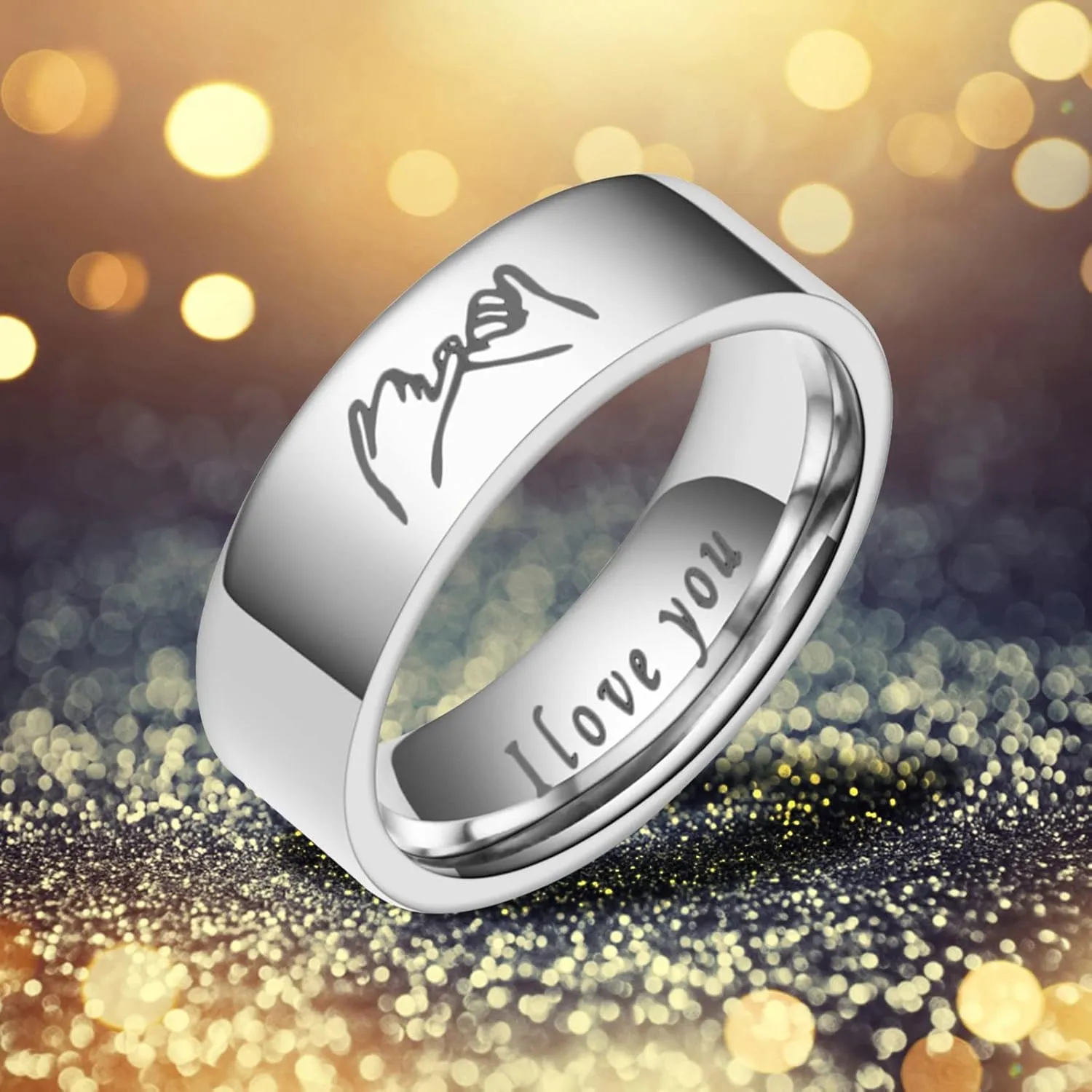 Stainless Steel Wedding Bands for Couples Statement Anniversary Promise Ring Minimalist Stackable Knuckle Rings