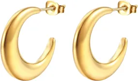 Stud Earring Packs Titanium Steel Earrings Trendy Women's Earrings Minimalist Stainless Steel C Shaped Earrings (A, A), GVtshHIq4