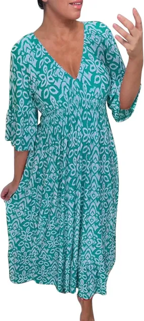 Summer Dresses for Women 2025 Women's Casual Print V-Neck Long Dress Plus Size Fashion Floral Printed Midi Boho Dress