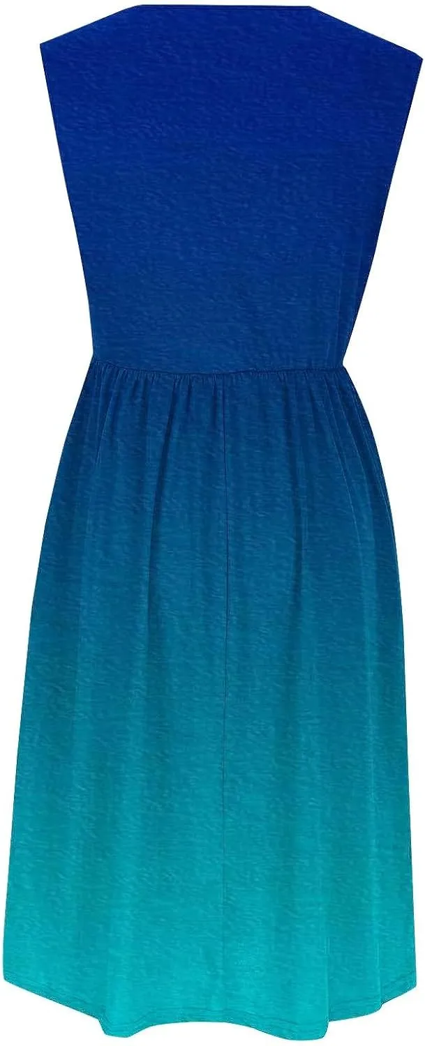 Summer Dresses for Women Casual A-Line Flowy Sleeveless Midi Dress Vintage Floral Print Pleated Beach Sundress 2025
