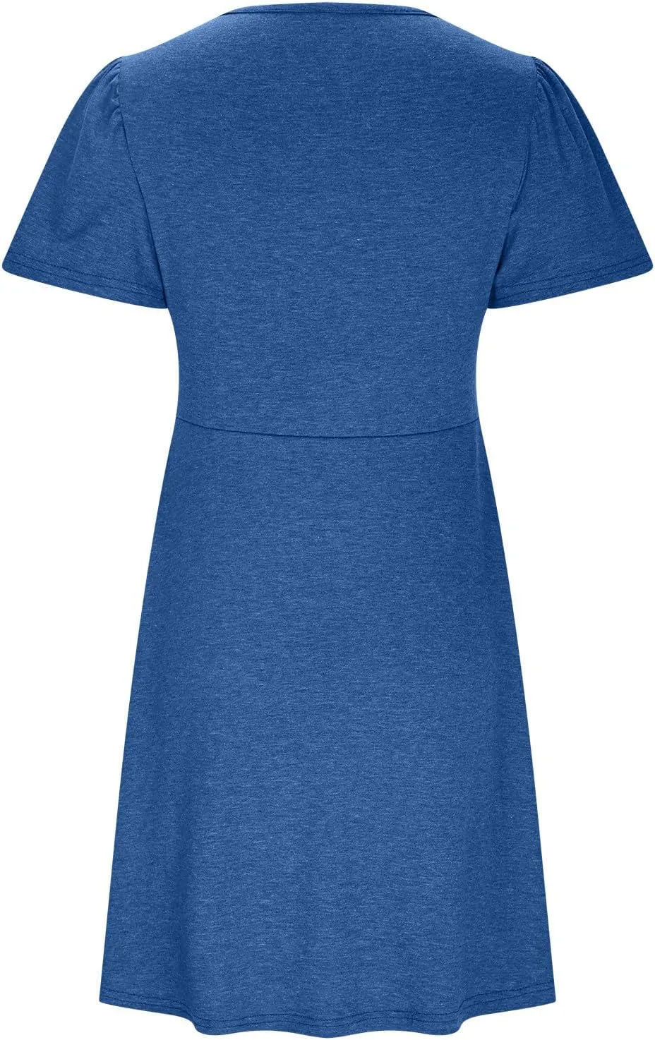 Summer Dresses for Women Short Sleeve Casual Sundress Solid Color Loose Fit V-Neck Pleated Vacation Beach Dress