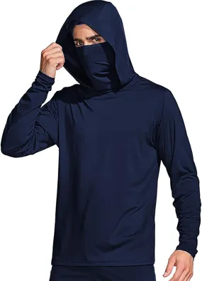 Sun Hoodies for Men Solid Long Sleeve Hooded Sweatshirts Pullover Tops Lightweight Rash Guard Fishing Hiking Shirts