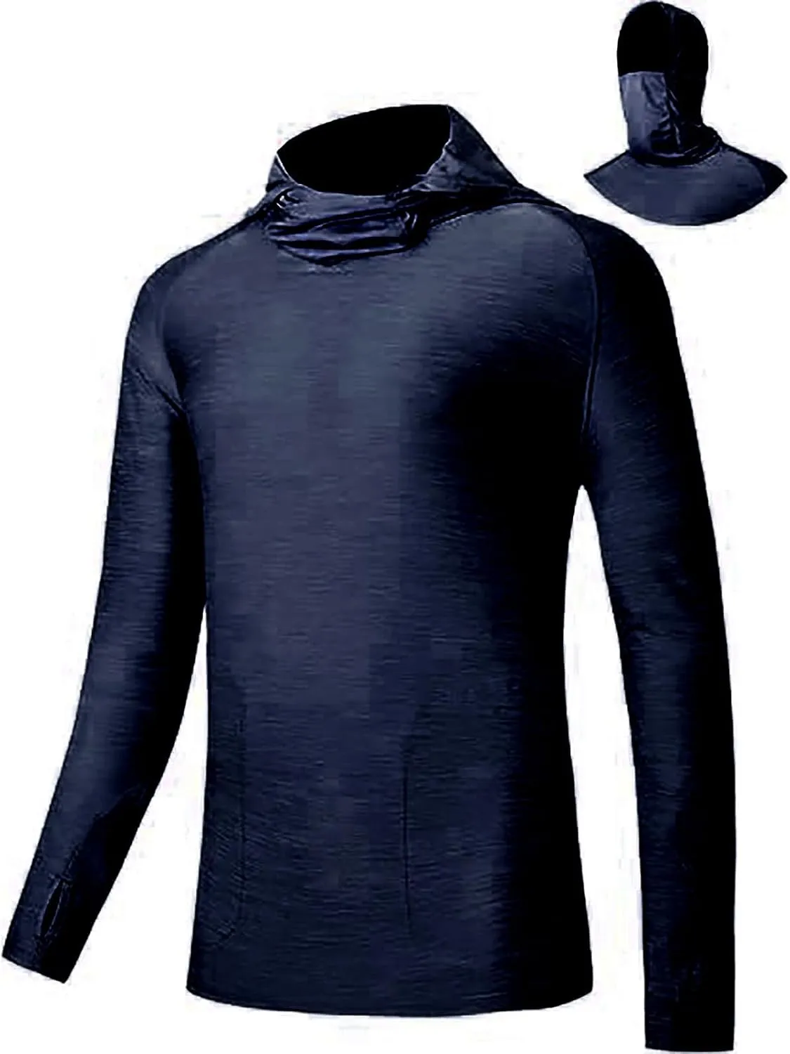 Sun Hoodies for Men Solid Long Sleeve Hooded Sweatshirts Pullover Tops Lightweight Rash Guard Fishing Hiking Shirts