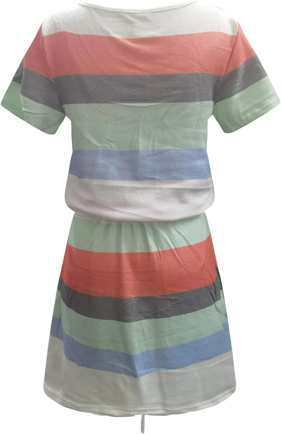 Sundresses for Women 2025 Summer Casual Dresses Striped Beach Party Dress Mini Tshirt Dress with Pocket Boho Dresses