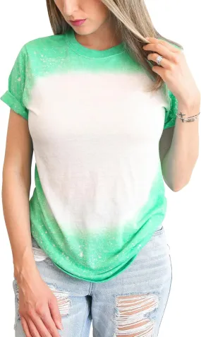 T Shirt Blanks Sublimation Bleached T-Shirt for Women Top Bulk Graphic Tees Comfy Trendy