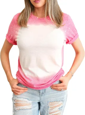 T Shirt Blanks Sublimation Bleached T-Shirt for Women Top Bulk Graphic Tees Comfy Trendy