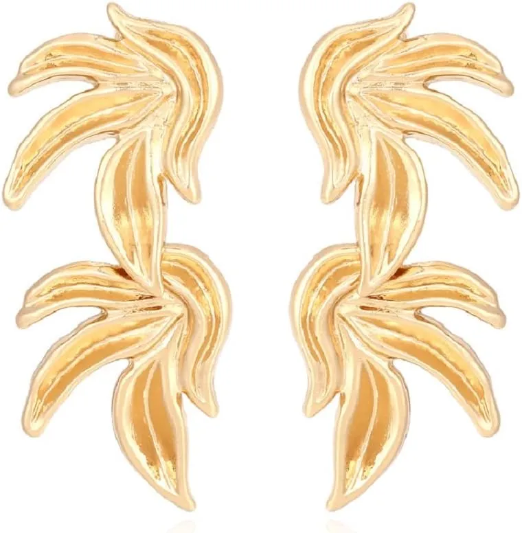 Tree Leaf Earrings for Women, Plant Leaf Statement Earrings, Golden Leaf Dangle Earrings Hypoallergenic, Bohemian Silver Leaf Drop Earrings, Cute Flower Leaf Earrings Studs, Leaf Plant Jewelry