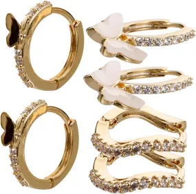 Trendy 3 Piece Hoop Earrings Set for Women Circle Earring Lady Hoop Minimalist Fashion Statement