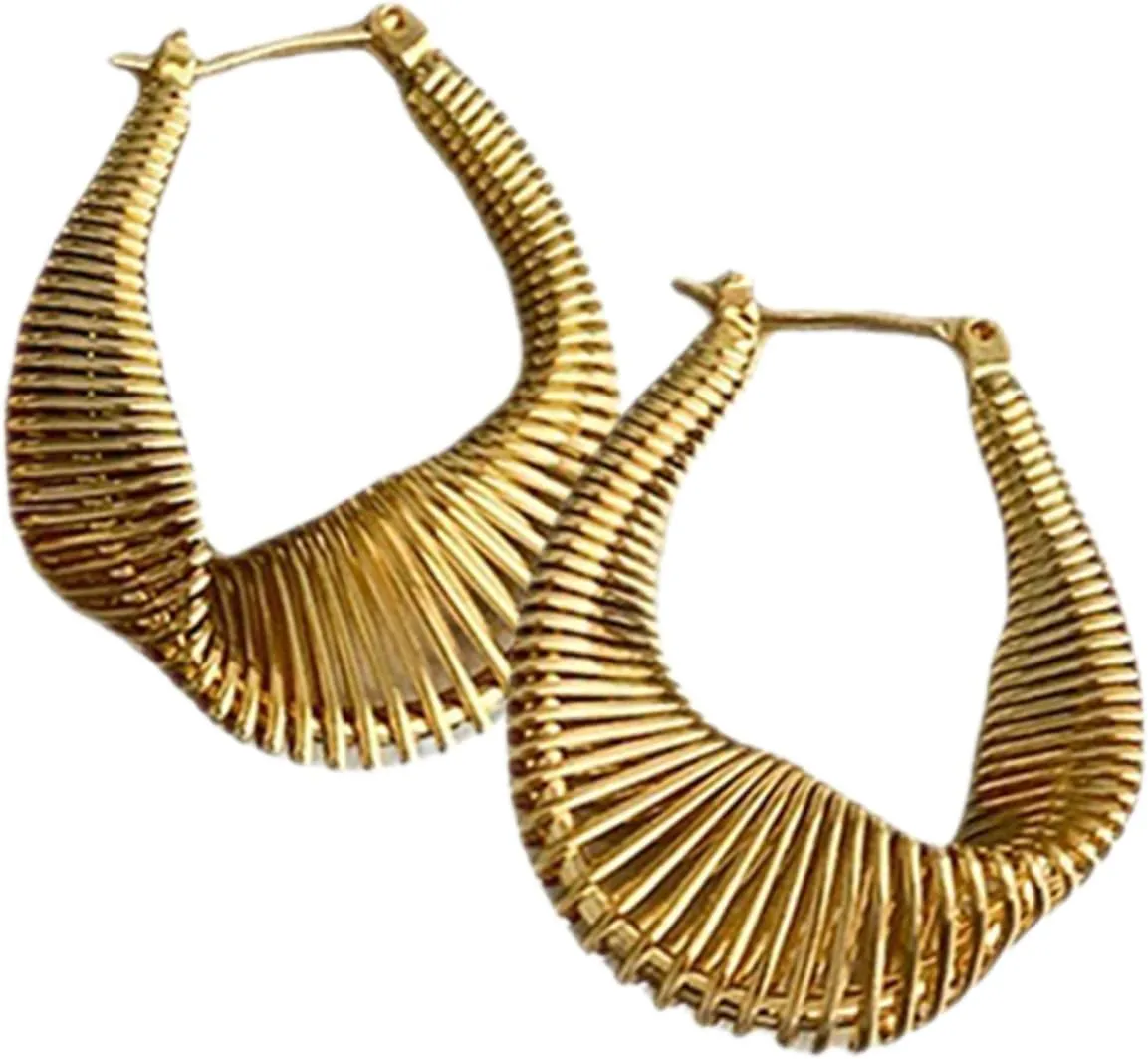 VALICLUD Unique Irregular Spring Coil Shape Hoop Earrings for Women Minimalist Fashion Statement Earrings