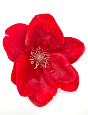 Velvet Jumbo Magnolia Artificial Flower Hair Clip/Pin Brooch
