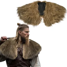 Viking Cloak Costume Men Fur Collar Medieval Renaissance Wrap King Warrior Cape Shawl Halloween LARP Cosplay Costume