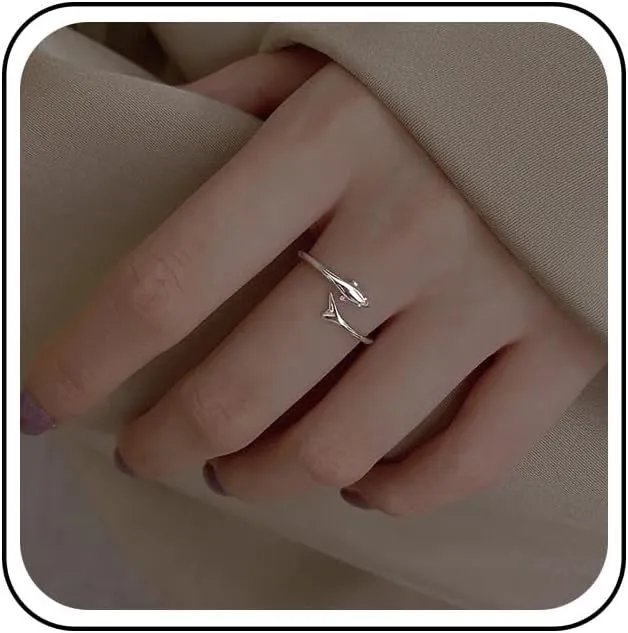 Vintage Dolphin Rings Silver Dolphin Finger Rings Adjustable Open Wrap Rings Dolphin Open Band Rings Small Dolphin Knuckle Ring Minimalist Rings