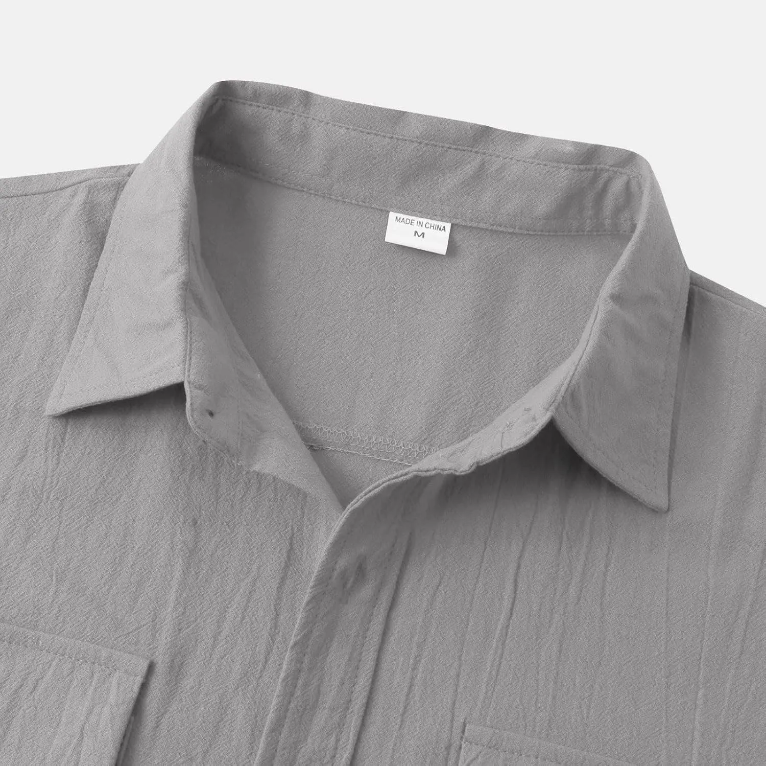 Wankang Mens Casual Button-Down Shirts Short Sleeve Linen Collared Pockets T-Shirts Summer Beach Hawaiian T Shirt for Men
