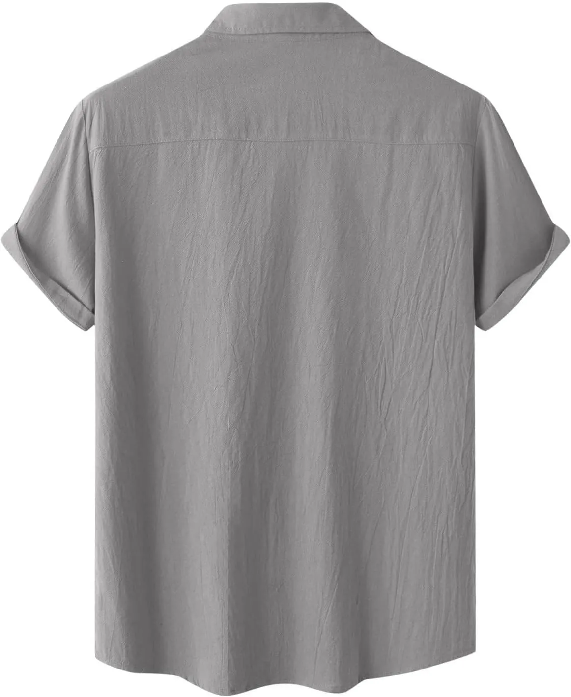 Wankang Mens Casual Button-Down Shirts Short Sleeve Linen Collared Pockets T-Shirts Summer Beach Hawaiian T Shirt for Men