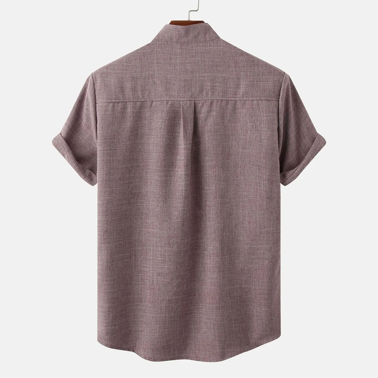 Wankang Mens Summer Casual Linen Shirts Short Sleeve Button Up Beach T Shirts Collared Tees Pocket Hawaiian Shirt for Men