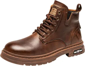 Water Proof Ankle Boots For Men Warm And Wear Thick Soled Classic Fashionable Lace Up Round Toe Mid Ankle Boots For Cool Boys Mens Walking Standing Working