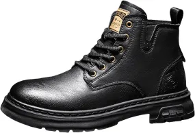 Water Proof Ankle Boots For Men Warm And Wear Thick Soled Classic Fashionable Lace Up Round Toe Mid Ankle Boots For Cool Boys Mens Walking Standing Working