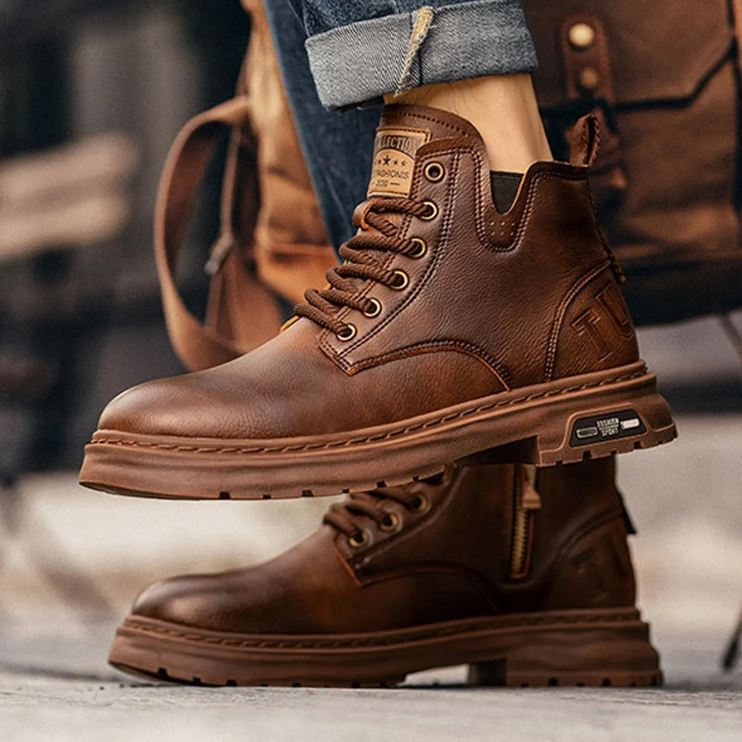 Water Proof Ankle Boots For Men Warm And Wear Thick Soled Classic Fashionable Lace Up Round Toe Mid Ankle Boots For Cool Boys Mens Walking Standing Working
