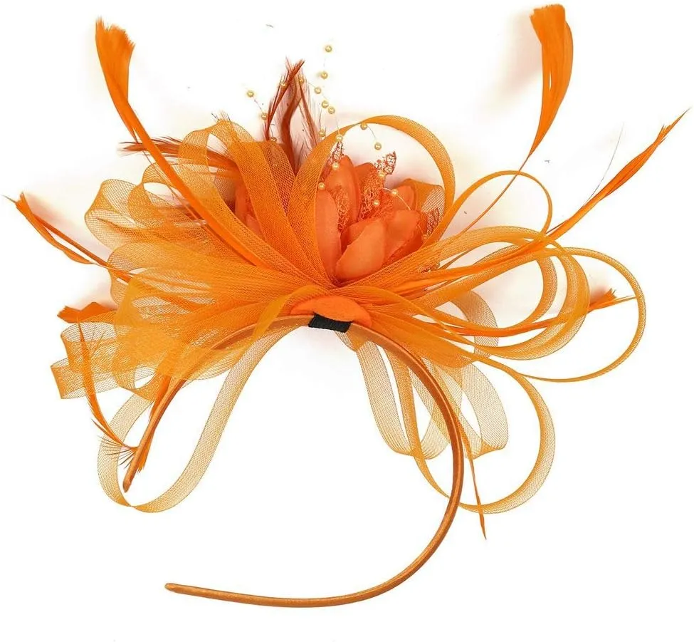 Women Fascinator Feather Flower Hair Clip Pin Brooch Corsage Bridal Headband Derby Hat Cocktail Tea Party Wedding